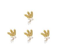 4pcs Ears of Wheat Boutonniere Men Brooches Mens Festival Lapel for Suits Rhinestone Women Backpack Brooch Pin Zinc Alloy Yellow