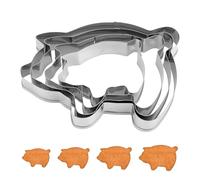 4pcs Emporte-Pièces Cochon, 4 Tailles Acier Inoxydable Moule à Pain Mexicain Mignon Moules à Cuisson Cochon pour Biscuits Ustensiles Cuisson Pratiques en Forme d'Animaux (Argent)