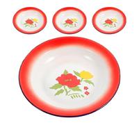 4pcs Enamel Plates Retro Design Large Capacity Material Camping Dishes Dinnerware Bowls Kitchen