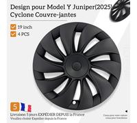 4PCS Enjoliveurs pour Tesla Model Y Juniper 2025-2026 19 pouces, style turbine, enjoliveur de roue complet, accessoires automobiles. Turbine Matte Black