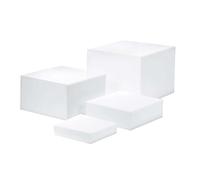 4Pcs Ensemble d'affichage de Table de Dessert de Rehausseur de Buffet, Présentoir Cube En Acrylique Blanc pour Cupcakes, Presentoir Aperitif Buffet pour Thé de L'après-Midi Desserts Gâteaux