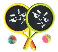 4pcs Ensemble de Badminton pour Enfants Interactive Safe Fun AMUSPOSSION FABRIQUÉ Enfant Racket Tennis Racket Comprend 2 Raquettes, 2 Sports extérieurs de Balle différents pour Les Enfants