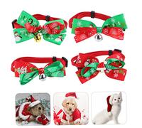 4pcs Ensemble de col en animaux de compagnie réglable avec des cloches Colorce de chiens de chiens de Noël coloré pour une robe de vacances Accessoire festif décoratif pour les chiots et les chiens