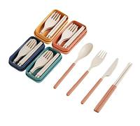 4PCS Ensemble de Couverts de Voyage avec étui, Couvert Plastique Pliable Réutilisables, Couverts de Table Portable pour Voyage, Pique-nique, école, Camping et Usage Quotidien, Lavable en Machine