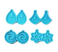 4pcs / Ensemble Moullon Coulant En Résine Époxy Round Gouttes D'eau Moules De Silicone Pour Fabriquer Des Bijoux Pendentif Outil D'artisanat De Bricolage