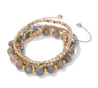 4pcs / Ensemble Naturel Color Perles Multicouches Rose Quartz Turquoises Set pour Femmes Hommes