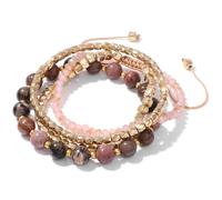 4pcs / Ensemble Naturel Color Perles Multicouches Rose Quartz Turquoises Set pour Femmes Hommes