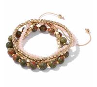 4pcs / Ensemble Naturel Color Perles Multicouches Rose Quartz Turquoises Set pour Femmes Hommes