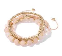 4pcs / Ensemble Naturel Color Perles Multicouches Rose Quartz Turquoises Set pour Femmes Hommes