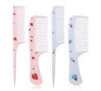 4pcs Ensemble Peignes à Cheveux Mignons, Fraise et Glace Peigne Enfants Peignes à Dents Fines et Queue de Rat Petite Brosse Hair Plastique pour Femmes Filles Enfants Tous Types Cheveux