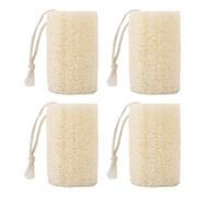4pcs éponge de foofah naturel, éponge de foofah biologique, luffa exfoliant naturel pour le bain et la douche, pour le nettoyage la douche et le nettoyage la cuisine