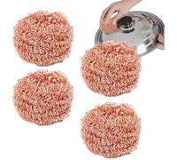 4pcs Épurateurs en Cuivre pour Nettoyage - Éponges de Gommage Anti-Graisse Multifonctions, Brosse de Lavage Casseroles et Poêles