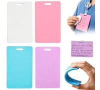 4PCS Erasable Badge Sticky Notes,Reusable Silicone Vertical Horizontal Badge Buddy,Ballpoint Pen Write & Alcohol Erasure,ID Card Badges Reel Notepad,Portable Quick Note Taking Pad for Nurse,Doctor (B)