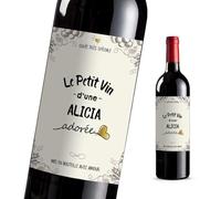 4pcs Étiquettes Bouteille Alicia Adorée - Idée Cadeau Vin Originale Pot de Départ, Anniversaire, Retraite, Entreprise, Annonce
