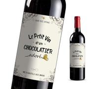 4pcs Étiquettes Bouteille Chocolatier Adoré - Idée Cadeau Vin Originale Pot de Départ, Anniversaire, Retraite, Entreprise, Annonce