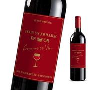 4pcs Étiquettes Bouteille Pour un Joaillier en Or - Idée Cadeau Vin Originale Pot de Départ, Anniversaire, Retraite, Entreprise, Annonce