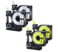 4PCS Étiquettes de couleur assorties compatibles avec le ruban D1 45010 45013 Étiquettes standard Ruban 12 mm Compatible avec une utilisation avec LabelManager 100 120p 260p(Combination F)