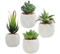 4pcs faux plant succulent ensemble artificiel faux plantesntes dans des pots plantes succulentes artificielles pour le bureau - Faux réalistes dans les plantes succulentes dans les pots en céram