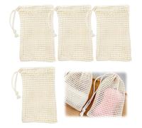 4pcs Filet pour Savon Solide, Pochette Savon Solide en Filet Naturel, Sac à Savon en Coton Réutilisable 14cm x 9cm, Ensemble de Sachets de Savon Bio, Pochette Savon Solide, Idéal pour Douche, Bain