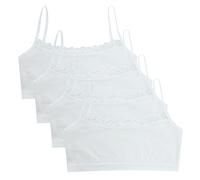 4pcs Filles Brassieres Dentelle, Cotton Soutiens-Gorge sans Armatures, Soutiens-Gorge de Sport Non Coussinets, Confortable Respirant Bra Gilet Haut Court, pour Filles 8-15 Ans, Taille Unique