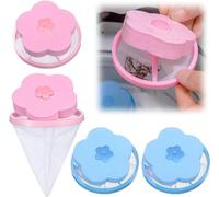 4Pcs Filtre à Cheveux pour Machine à Laver, Filtre Cheveux Machine à Laver Réutilisable sac en Filet à Peluches Flottant, Poils Animaux Nettoyage Outil, Ramasse Poil Machine a Laver pour Nettoyer Poil