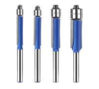 4Pcs Flush Trim Bit Set, Woodworking Tool, Double Bearings Straight Router Bit with 6mm Shank, Top Bearing Flush Trim Bit for Home and Carpentry,