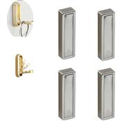 4pcs Foldable Wall Hooks for Hanging,Folding Wall Hooks,Space Saving Hangers For Clothes,Gold Walls Hook,Flip Down Hook for Walls Hanging Coat, Bag, Towel, Key (4 Square silver)