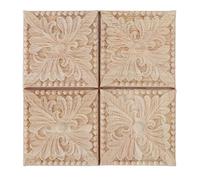 4Pcs Furniture Carving Appliques Unpainted, Checkered Wooden Moulding Decor for Cabinets Doors, Traditional Style Decorative Trim Set (Style 2)