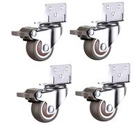 4pcs Furniture Casters Wheels Soft Swivel Caster Quite Roller Wheels for Trolley Crib Bed Wheels Household Accessory(With Brake,1.5 Inch)