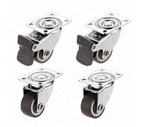 4PCS Furniture Casters Wheels TPR Soft Swivel Caster Silver Roller Wheel with Brake for Platform Trolley Chair(Brake and No Brake,1.5 Inch)