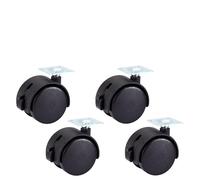 4Pcs Furniture Wheel Furniture Caster 40mm 48mm Plate with Brake Swivel Castor Wheels Replace Trolley Cart Roller Black Casters(30mm)