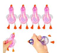 4Pcs Glitter Duck Squishy, Cute Duck Squish-y Sugar Stress Ball, Cute Slow Rising Squishy Ducks Squeeze Sensory Toys, Soft Stress Relief Ball for Adults & Teens (Pink)