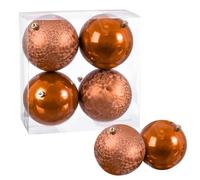 4pcs Grosse Boule de Noel Rouge Orangé- Decoration Noel Boule Ø10CM- Christmas Decorations en Plastique Incassable- Boule de Noël- pour Sapin de Noël, Décoration de Fête Mariage Anniversaire