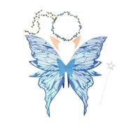 4PCS Halloween Fairy Wings Set for Cosplay, for Girls and Women, Butterfly Wings, Elf Ears, Magic Wand, Flower Headband