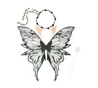 4PCS Halloween Fairy Wings Set for Cosplay, for Girls and Women, Butterfly Wings, Elf Ears, Magic Wand, Flower Headband