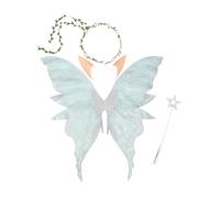 4PCS Halloween Fairy Wings Set for Cosplay, for Girls and Women, Butterfly Wings, Elf Ears, Magic Wand, Flower Headband