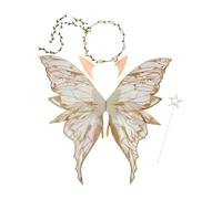 4PCS Halloween Fairy Wings Set for Cosplay, for Girls and Women, Butterfly Wings, Elf Ears, Magic Wand, Flower Headband