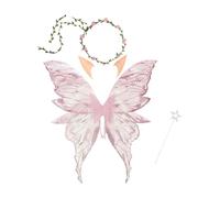 4PCS Halloween Fairy Wings Set for Cosplay, for Girls and Women, Butterfly Wings, Elf Ears, Magic Wand, Flower Headband