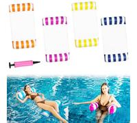4pcs Hamac pour Piscine,Pliable Flottant Hamac Gonflable,4 in 1 Matelas Filet Piscine Gonflable,Hamac à Eau avec Filet et Pompe à Air,Adultes et Enfants,Piscine et Plage