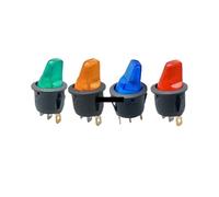 4pcs Handle circular boat shaped switch Handle 3-pin 2-speed boat shaped switch 20MM with light switch 12V/220V KCD1 NWPNLXEA(1 mixed color each,220V)
