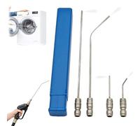 4Pcs High Pressure Washer Nozzle Kit,Stainless Steel Water Heater Flush Wand Tool,1/4 Inch Quick-Connect Extension Rod Nozzle Cleaning Set for Washing Machines,AC,Water Heaters (4A)