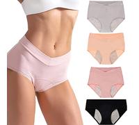 4Pcs High-Waisted Leak Proof Panties, Women's High Waisted Cotton Underwear, High Waist Leakproof Underwear for Women (4pcs-a,5X-Large)