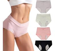 4Pcs High-Waisted Leak Proof Panties, Women's High Waisted Cotton Underwear, High Waist Leakproof Underwear for Women (4pcs-b,3X-Large)