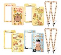 4Pcs Housse de Carte D'identité Avec Corde Tressée,Housse de Carte D'étudiant pour Protéger les Documents,Porte-Carte D'identité Avec Bandoulière Amovible,Pour Carte de Travail,Carte D'étudiant