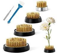 4Pcs Ikebana Hérisson avec Socle Acier Inoxydable, 23/34/40/46mm Support Arrangement Floral Rond Cuivre, Hérissons Fleurs Grenouille Fleur Outil Composition Florale pour Hôtel Fleuriste Salon Maison