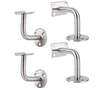 4PCS Inoxydable Supports, Support Mural en Acier Inoxydable,Support Mural Fixation Tringle,Balustrade Murale Support de Tube 90°,pour Mur Intérieur Loft Main Rampe Escalier Support.