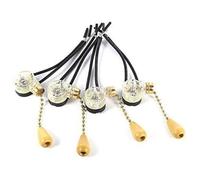 4pcs interrupteurs à tirette - Boîtier transparent et poignée bois vintage - Pour lampe murale et ventilateur de plafond