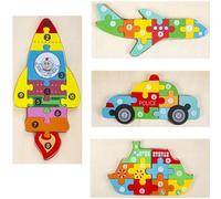 4pcs Jigsaw Puzzle Jouets, Bébé Puzzle À Encastrements, Jouets Montessori Educatif Apprentissage Pour Enfant 2 - 5 Ans (Grande)