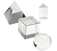 4pcs K9 Photographie de cristal optique comprenant un cube de cristal de 50 mm, un prisme de 50 mm, une boule de cristal de 55mm, une pyramide optique de 60 mm Physique Enseignement de la photographie