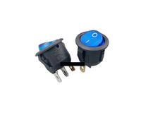 4Pcs KCD1 Round 220V/12V Red, yellow and blue green 3Pin SPDT ON/OFF Rocker Power Switch AC 125V/10A 250V/6A With light NWPNLXEA(Blue 220V)